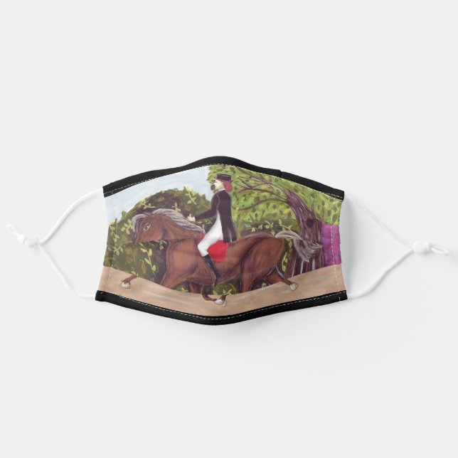 Dressage Horse English Style Riding Adult Cloth Face Mask (Front, Unfolded)