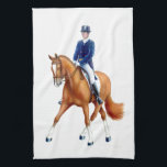 Dressage Horse Equestrian Kitchen Towel<br><div class="desc">Original fine art design of a Dressage horse and rider by artist Carolyn McFann of Two Purring Cats Studio printed on a machine-washable kitchen towel by American Mojo for equestrian sport fans.</div>