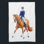 Dressage Horse Equestrian Kitchen Towel<br><div class="desc">Original fine art design of a Dressage horse and rider by artist Carolyn McFann of Two Purring Cats Studio printed on a machine-washable kitchen towel by American Mojo for equestrian sport fans.</div>