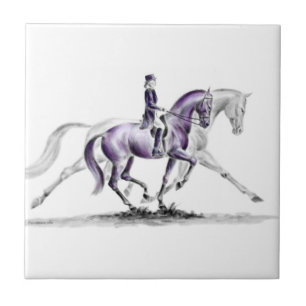 Dressage Horse in Trot Piaffe Ceramic Tile