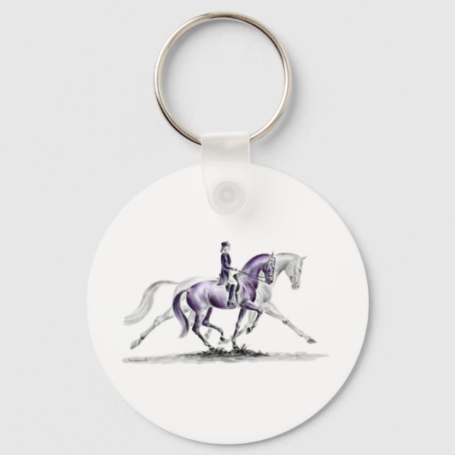 Dressage Horse in Trot Piaffe Keychain (Front)