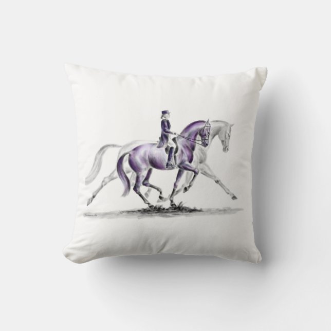 Dressage Horse in Trot Piaffe Throw Pillow (Front)