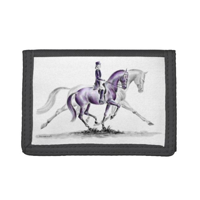 Dressage Horse in Trot Piaffe Tri-fold Wallet (Front)