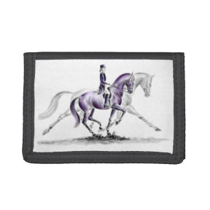 Dressage Horse in Trot Piaffe Trifold Wallet