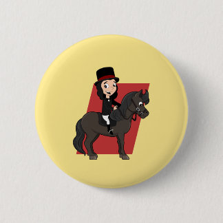Dressage horse rider cartoon button