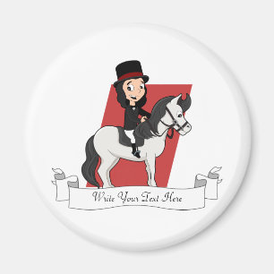 Dressage horse rider cartoon magnet