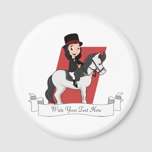 Dressage horse rider cartoon magnet