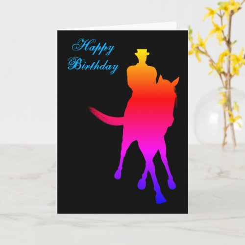 Dressage Horse Rider Color Silhouette Birthday  Card