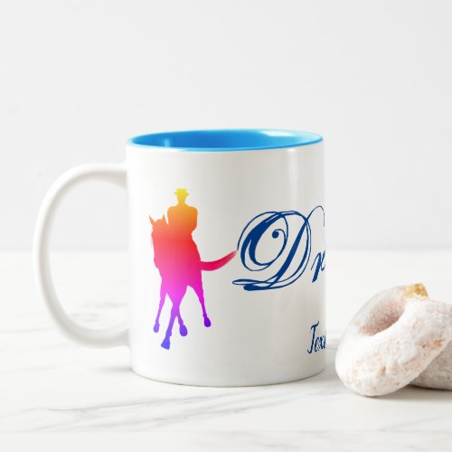 Dressage Horse Rider Color Silhouette Personalized Two_Tone Coffee Mug