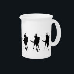 Dressage Horse Rider Half Pass Silhouette  Beverage Pitcher<br><div class="desc">Dressage horse and rider in top hat doing a half pass black silhouette creamer or pitcher.  Click on Customize to add text.  This image is available on many products in my gallery.</div>