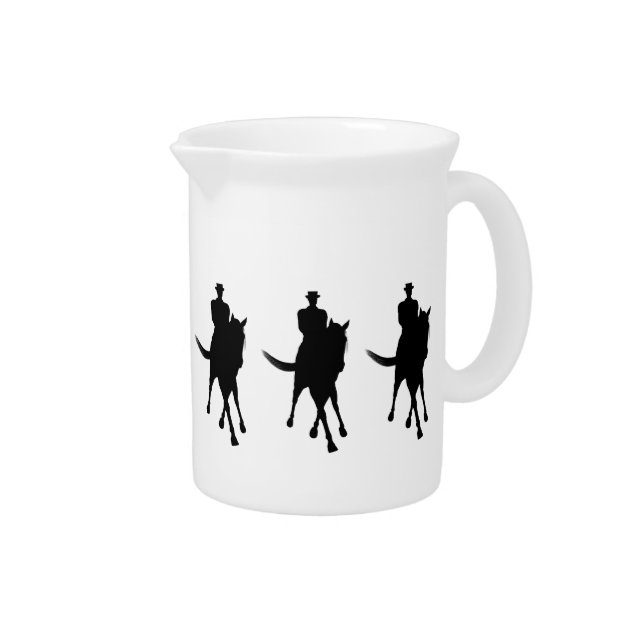 Dressage Horse Rider Half Pass Silhouette  Beverage Pitcher (Right)