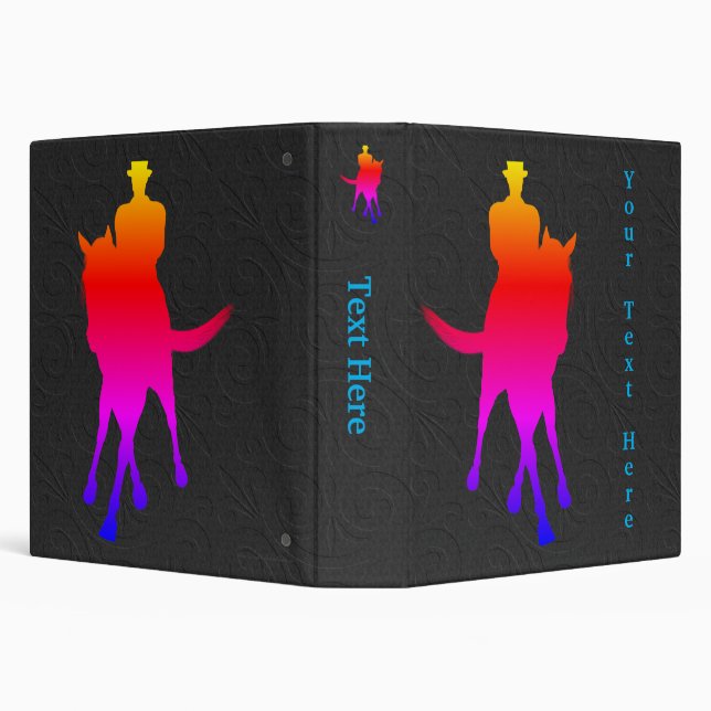 Dressage Horse Rider Rainbow Personalized  3 Ring Binder (Background)