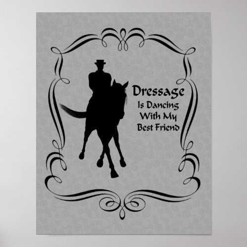 Dressage Horse Rider Silhouette Dancing   Poster