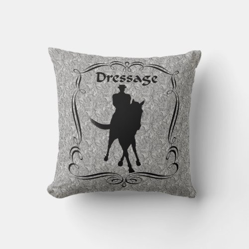 Dressage Horse Rider Silhouette  Throw Pillow