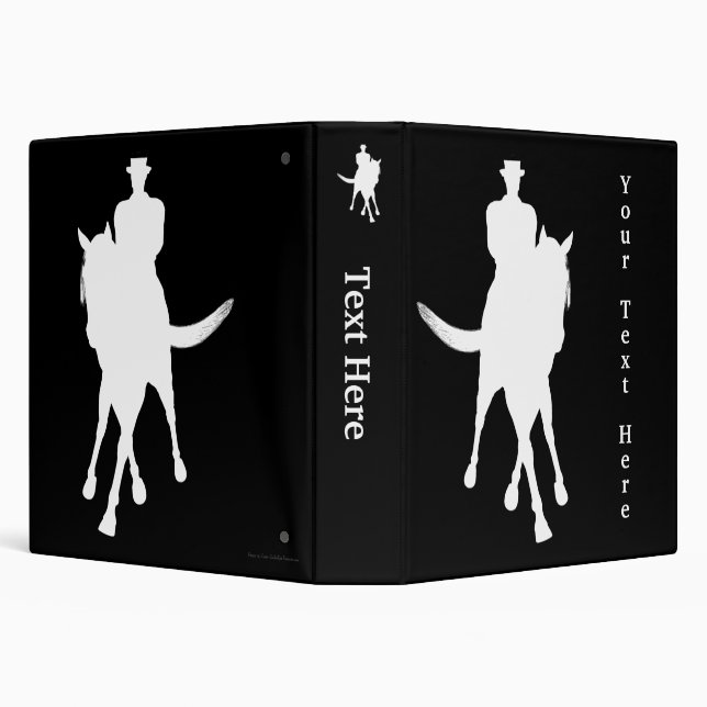 Dressage Horse Rider White Personalized 3 Ring Binder (Background)