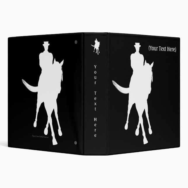 Dressage Horse Silhouette Personalized 3 Ring Binder (Background)