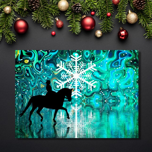 Dressage Horse Snowflake Reflections Christmas Holiday Card (Creator Uploaded)