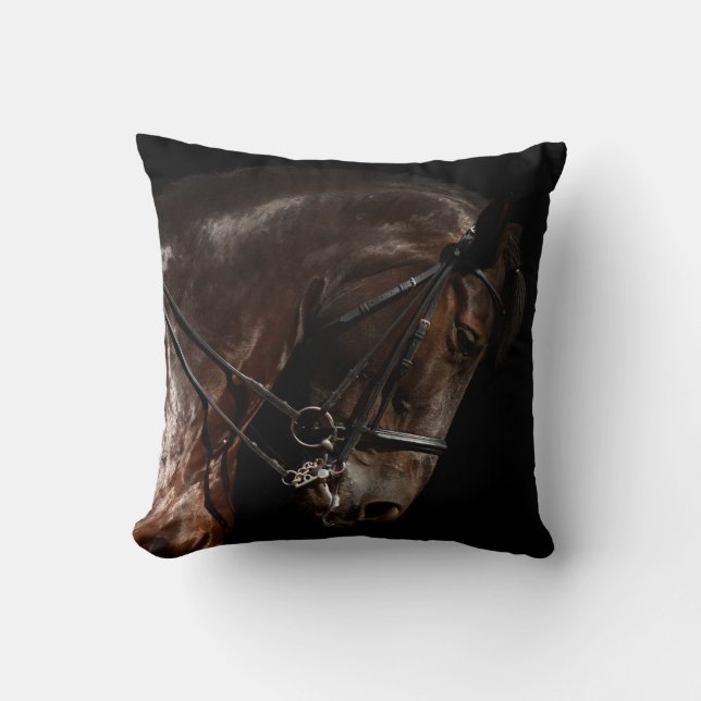 Dressage Horse Throw Pillow (Front)