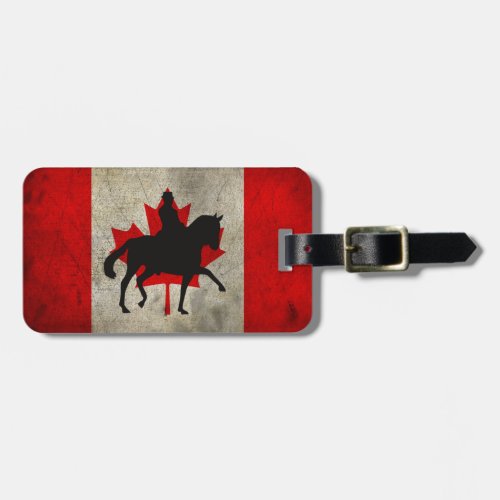 Dressage Horse with Canadian Flag Patriotic Luggage Tag