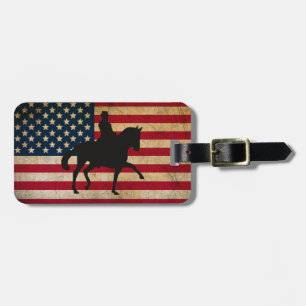 Dressage Horse with United States Flag Patriotic Luggage Tag