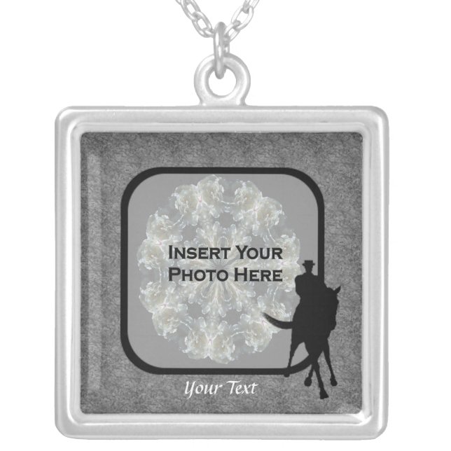 Dressage Horse Your Photo Personalized  Silver Plated Necklace (Front)