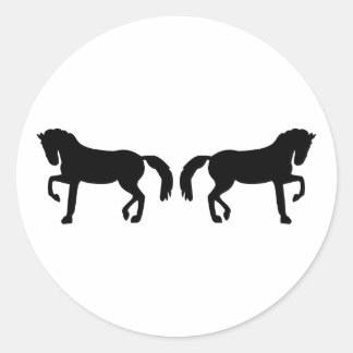 Dressage horses classic round sticker