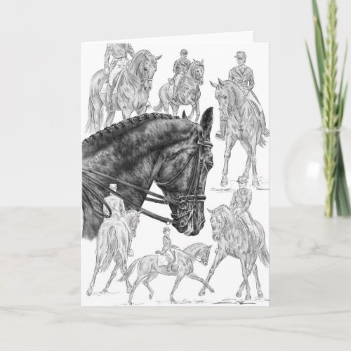 Dressage Horses Montage Drawing by Kelli Swan Card