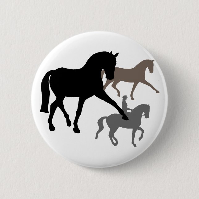 Dressage Horses Trio Pinback Button (Front)