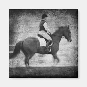 Dressage in Black and White Grunge Magnet