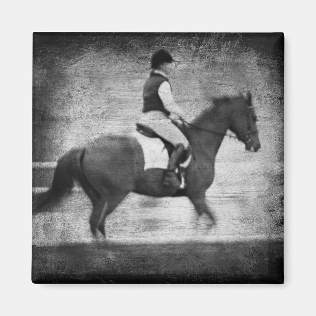Dressage in Black and White Grunge Magnet (Front)