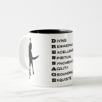 Dressage Is Horse And Rider Silhouette  Two-tone Coffee Mug by SmilinEyesTreasures at Zazzle
