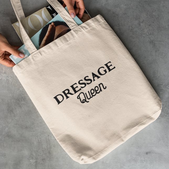 Dressage Queen Black Retro Script Equestrian Name Tote Bag (Creator Uploaded)