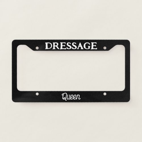 Dressage Queen Blank Retro Script Equestrian License Plate Frame