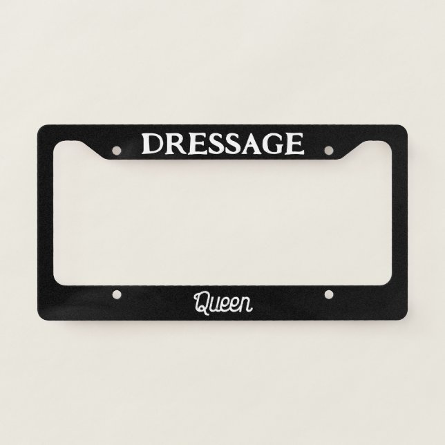 Dressage Queen Blank Retro Script Equestrian License Plate Frame (Front)