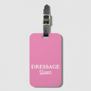 Dressage Queen Pink Retro Script Equestrian Luggage Tag