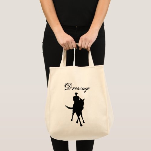 Dressage Rider And Horse Silhouette Light Tote Bag