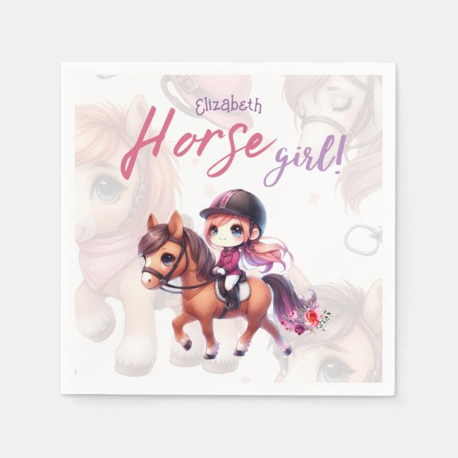 Dressage Rider Horse Girl Birthday Party Napkins (Front)