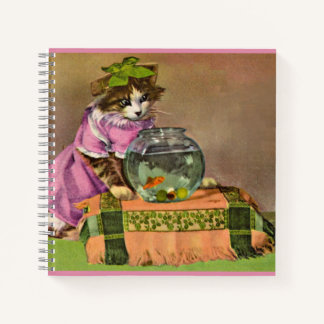 dressed cat and fish bowl notebook
