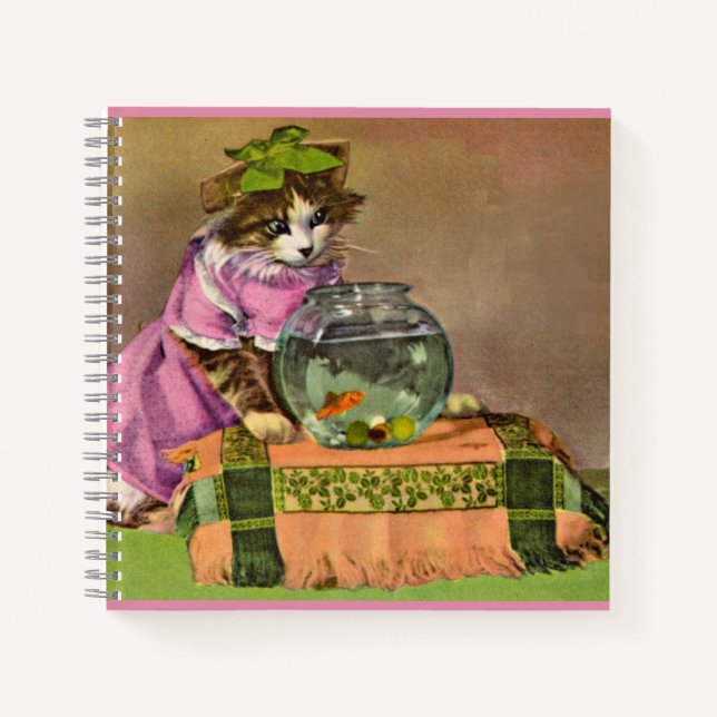 dressed cat and fish bowl notebook (Front)
