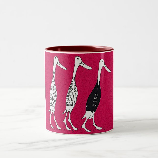 Dressed ducks Two-Tone coffee mug (Center)