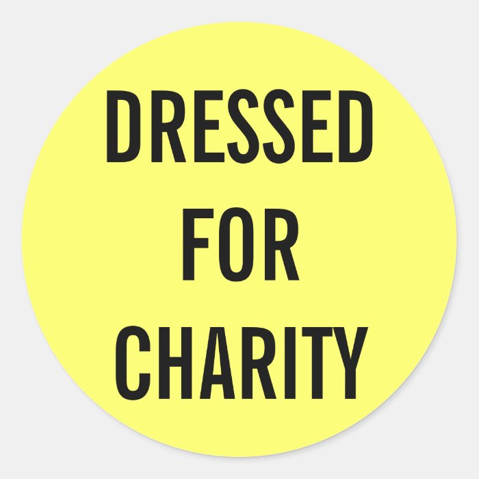 Dressed For Charity Yellow Round Sticker