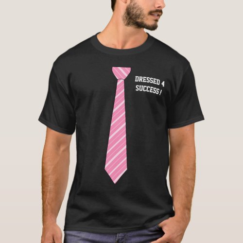 Dressed for Success Pink Striped Fake NeckTie T_Shirt