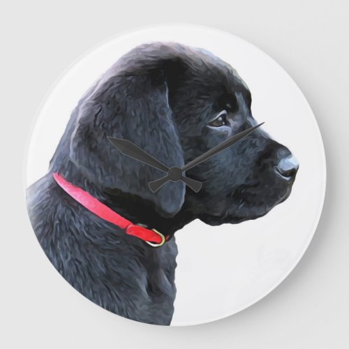 Dressed in Red _ Black Lab Large Clock