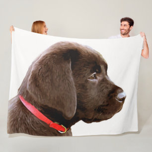 Dressed in Red - Chocolate Labrador Puppy Fleece Blanket