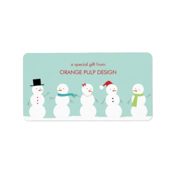 Dressed Snowman Holiday Gift Tag/favor Stickers by orange_pulp at Zazzle