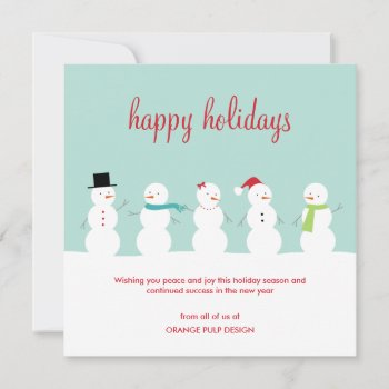 Dressed Snowmen Business Holiday Cards by orange_pulp at Zazzle