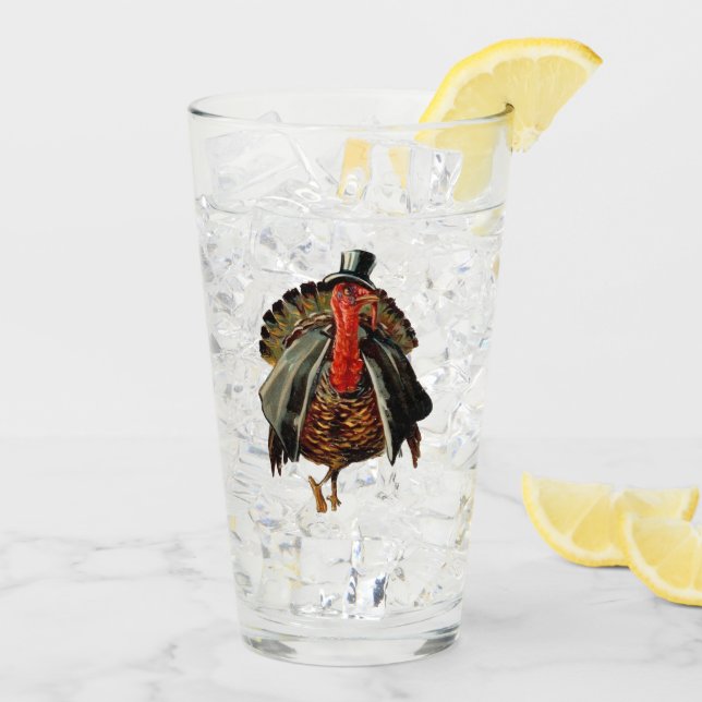 DRESSED THANKSGIVING TURKEY GLASS (Back Ice)