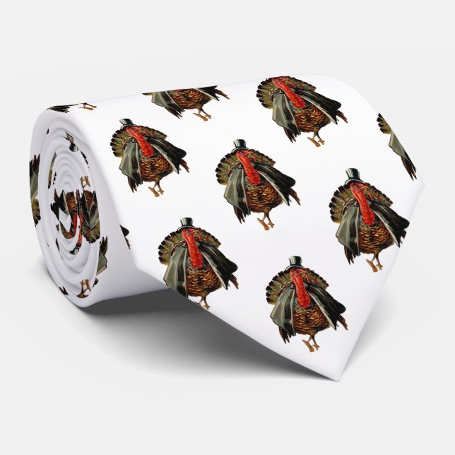 DRESSED THANKSGIVING TURKEY NECK TIE (Rolled)
