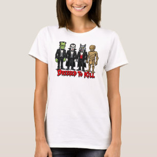 Dressed to Kill Classic Movie Monsters Graphic T-Shirt