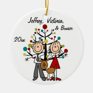 Dressed Up Couple With Dog Personalized Ornament